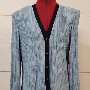 St John Collection Blue Black Knit Cardigan Sz 10